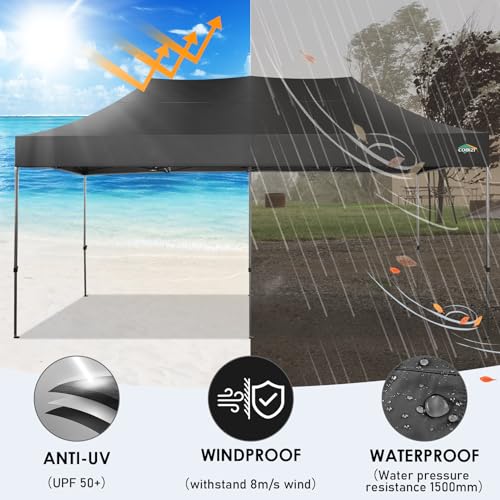 10x20 Heavy Duty Pop up Canopy Tent with 6 sidewalls White D595878
