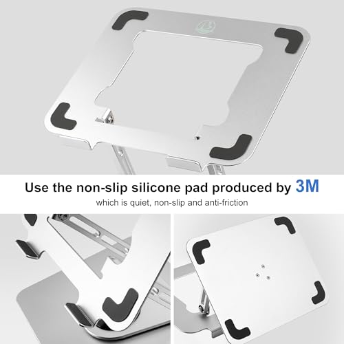 Adjustable Aluminum Alloy Laptop Stand with 360° Rotating Base (Gray) D750358