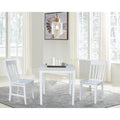 Solid Wood White 3 Piece Dining Table Set with 2 Chairs T644668