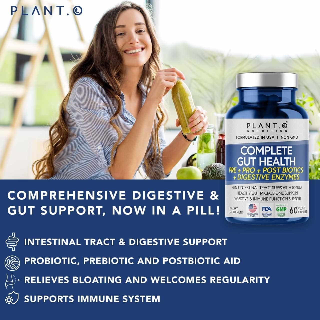 4-in-1 Prebiotic Probiotic & Postbiotic 60 capsules V1322