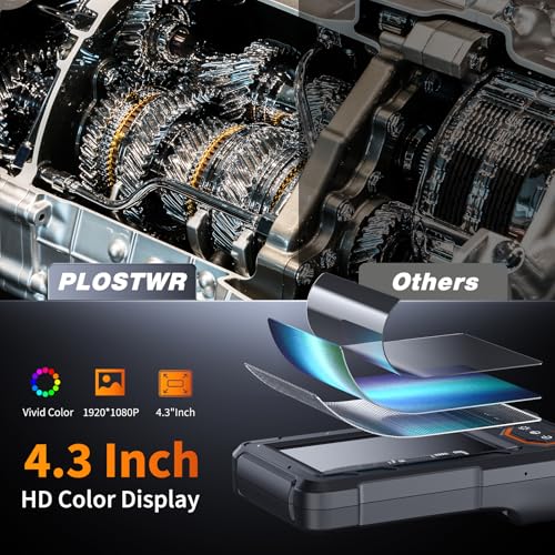 4.3" 1920P HD IP67 Waterproof 16.4ft Semi-Rigid Endoscope Camera with 8 LED Lights K380709