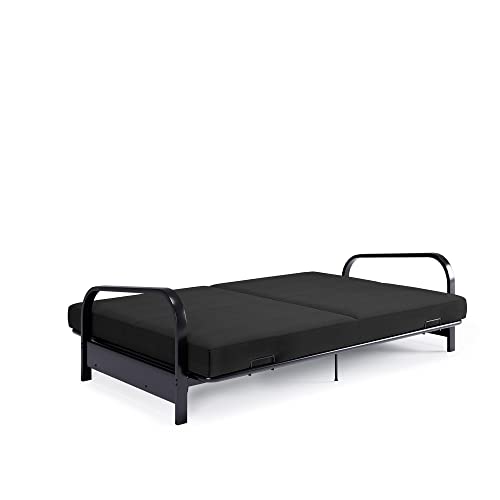 Black Metal Frame Futon Sofa with Coil Mattress L6351