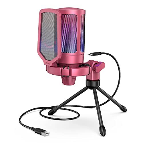 Gaming USB Microphone with Quick Mute, RGB Indicator, Tripod Stand, Pop Filter, Shock Mount, Gain Control X251993