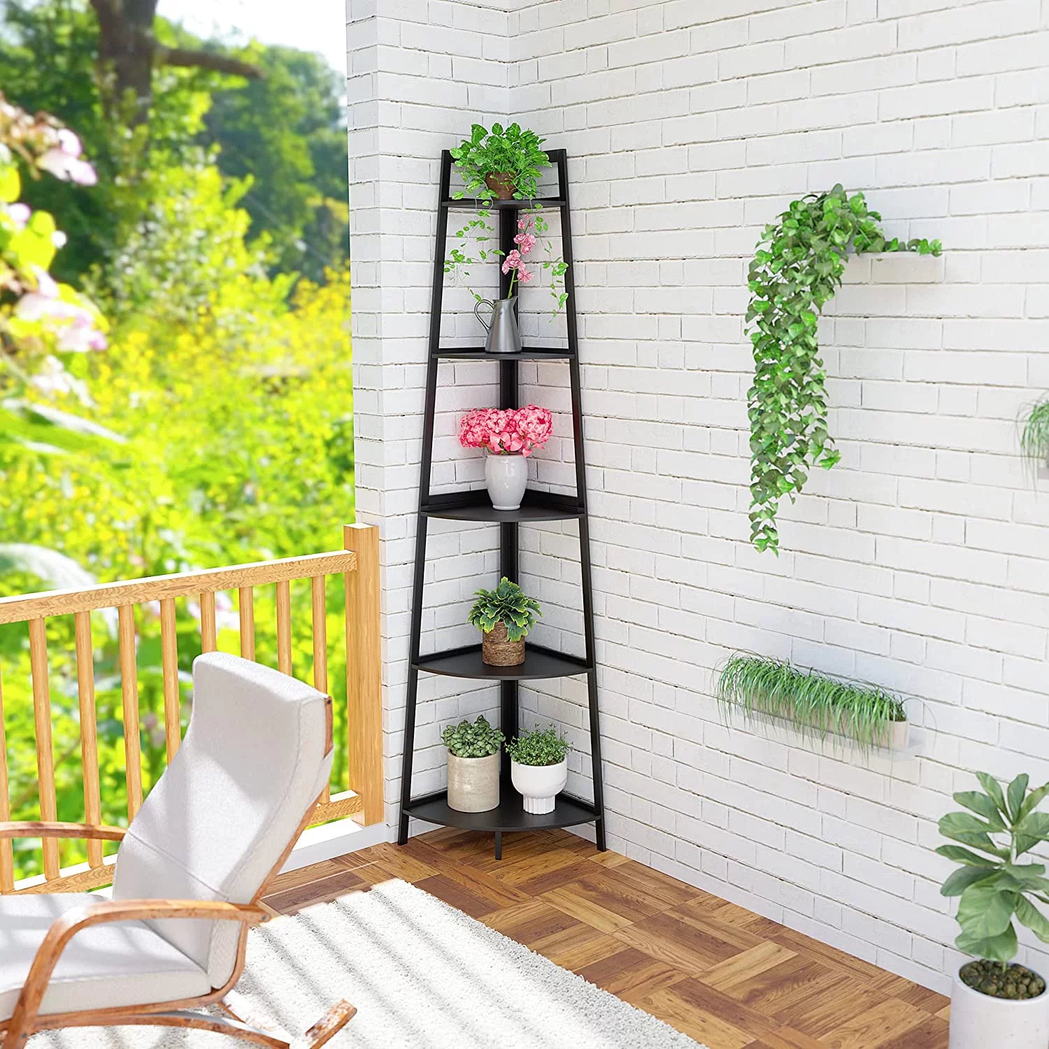 Black 5-Tier Corner Bookshelf A2444
