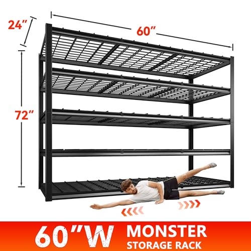 60" W x 24" D x 72" H Heavy Duty Adjustable Metal Shelving B468