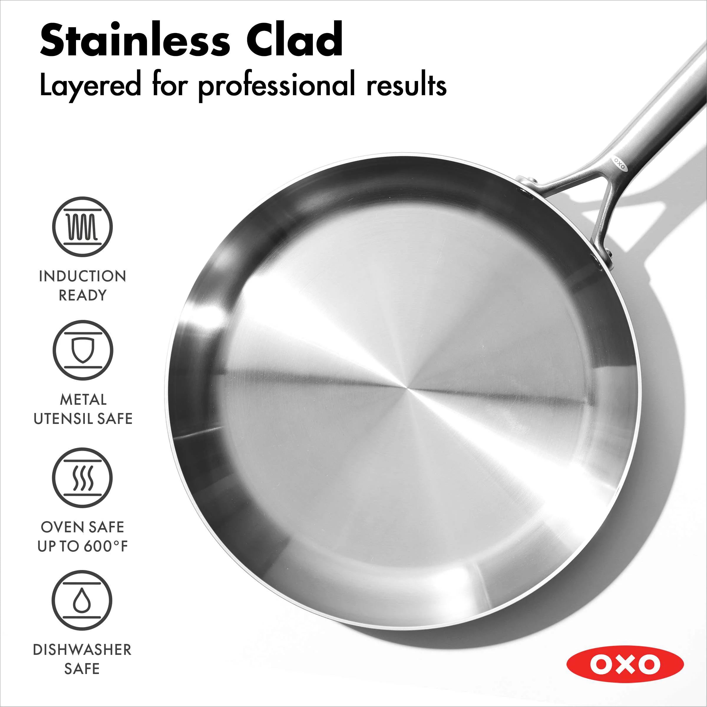 12" Tri-Ply Stainless Steel Frying Pan F255