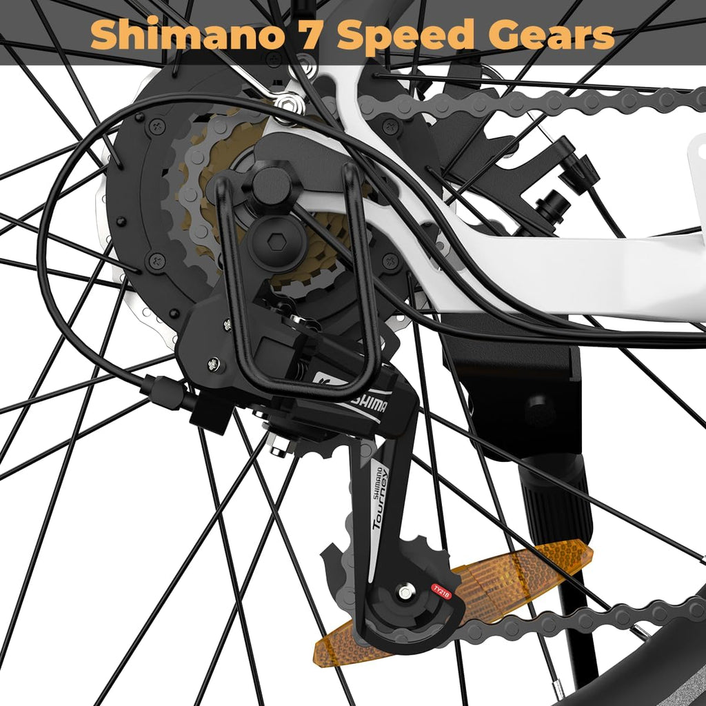 26" Step-Through Electric Bike, Top Speed 20MPH, Front Suspension, Mechanical Disc Brake F7611