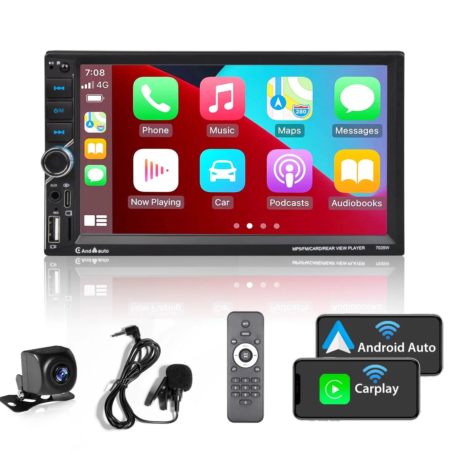 Wireless Double Din Car Stereo 7 Touchscreen M36054