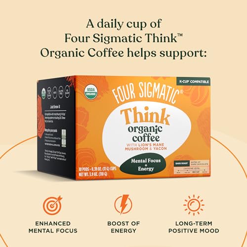 Organic Dark Roast Coffee with Lion’s Mane Mushroom Powder, 24 Count V338554