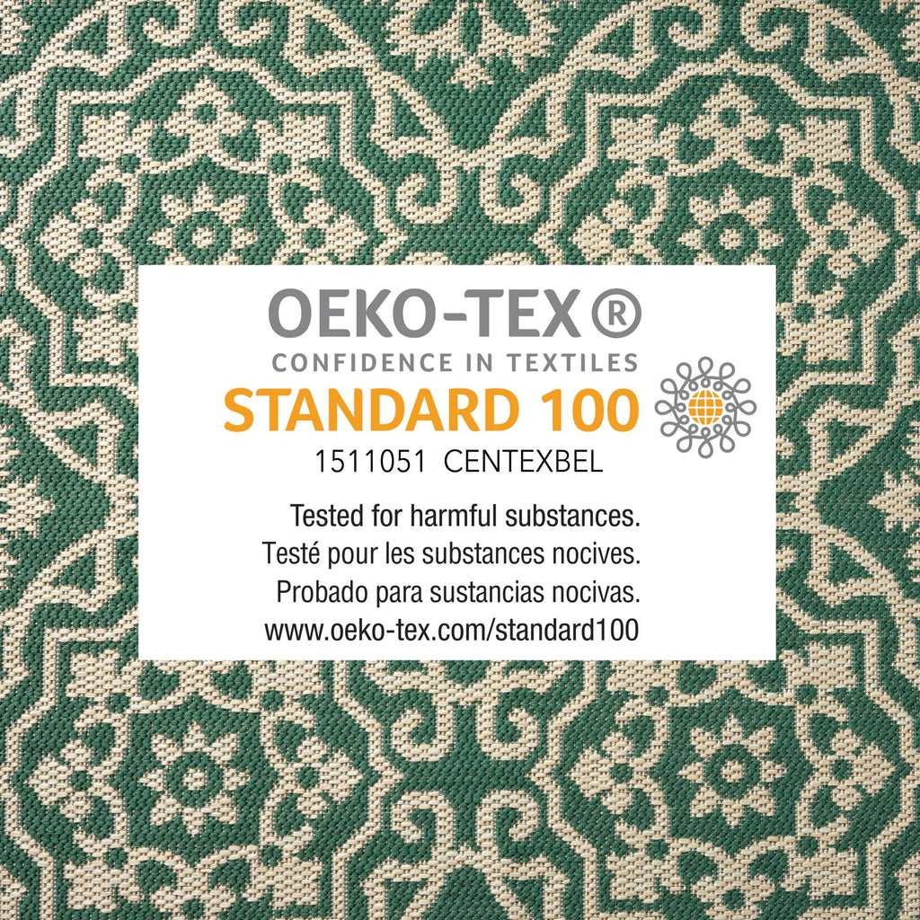 Green/Beige Geometric Indoor/Outdoor Area Rug, 5'2"x7'2" W794