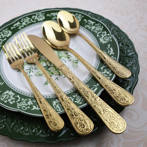 20 Pieces Gold Stainless Steel Flatware Set N683