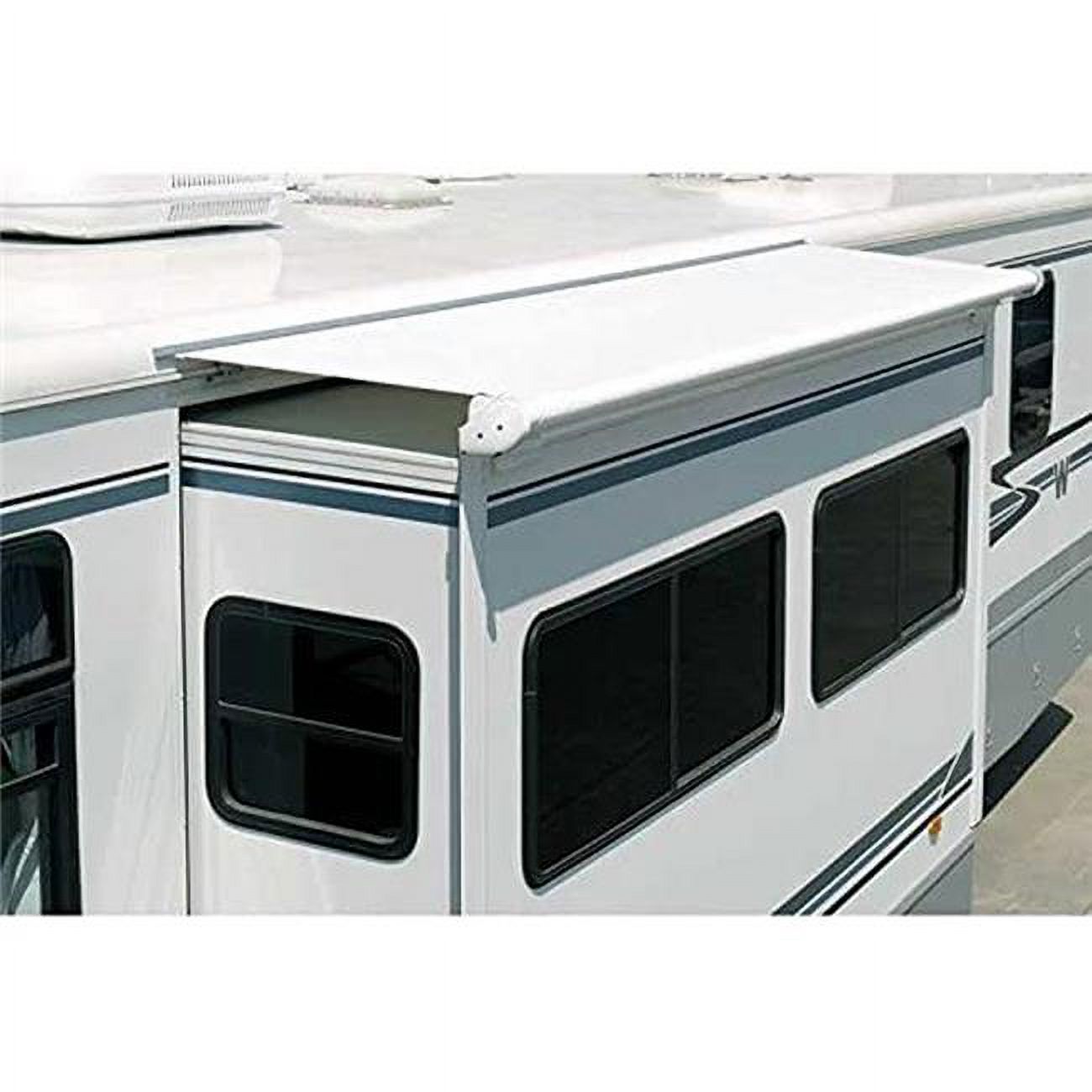 White 181 in. RV Slide-Out Awning with Full Case & Wind Deflector F818