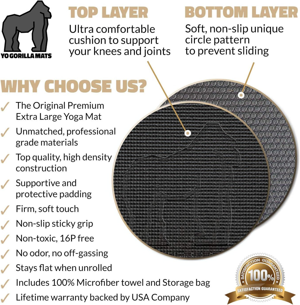Large Yoga Mat 7' x 5' x 8mm Non-Slip Exercise Mat B480993