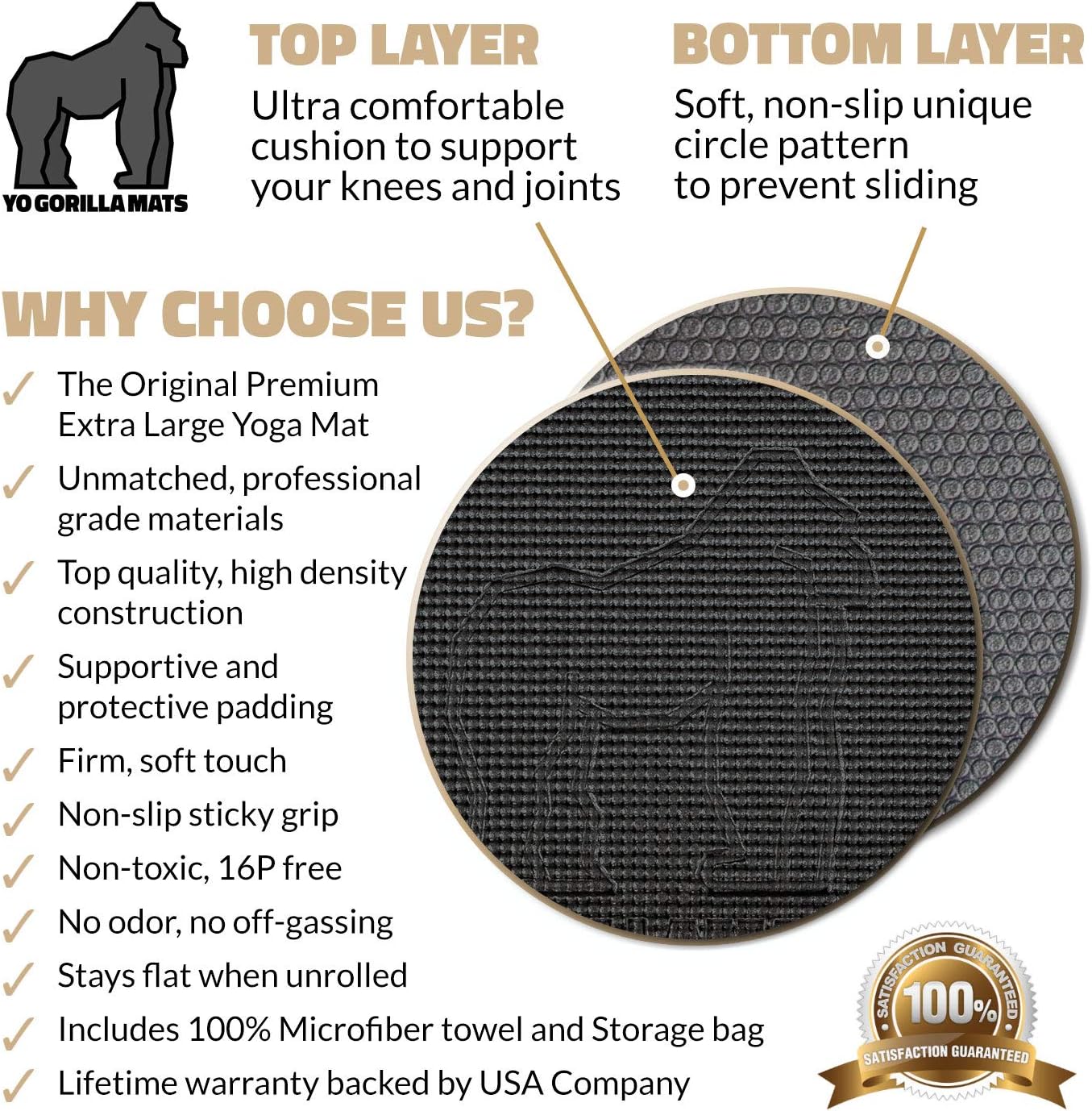 Large Yoga Mat 7' x 5' x 8mm Non-Slip Exercise Mat B480993