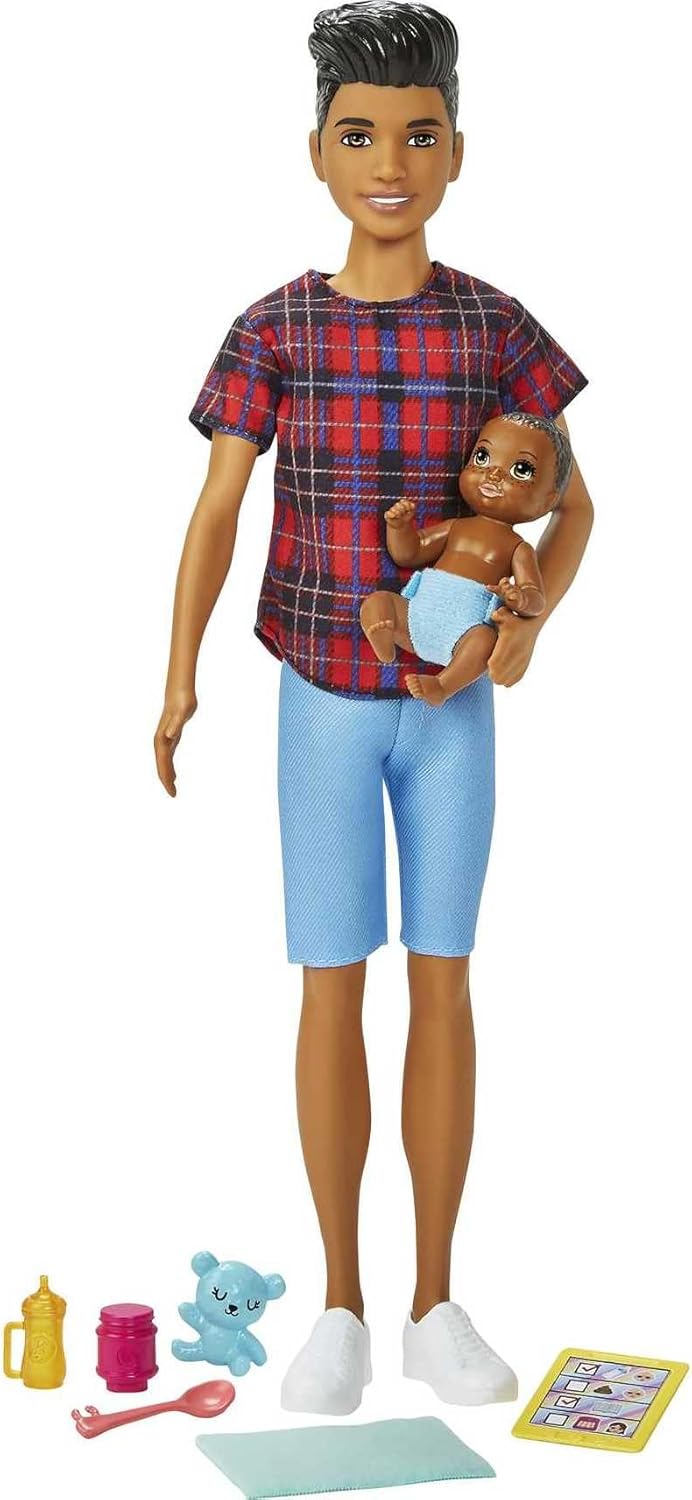 9-in Brunette Boy Doll, Baby Doll & 4 Storytelling Pieces Doll Set Q87992