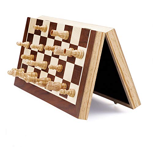 15 Inches Magnetic Wooden Chess Set with Folding Board H130
