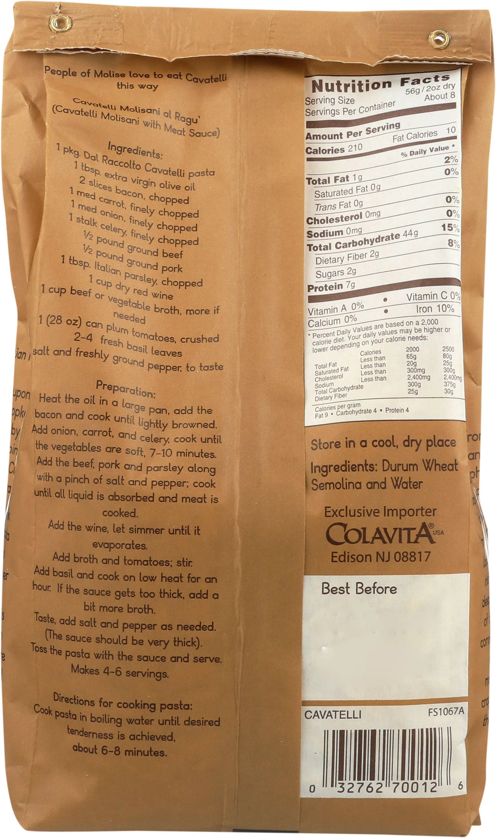 Cavatelli Molisani Italian Pasta, 1.0 Pound Bag (4 Pack) H921