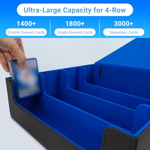 Black & Grey 4 Rows PU Leather Trading Card Case with 24 Dividers & 4 Supporters E301458