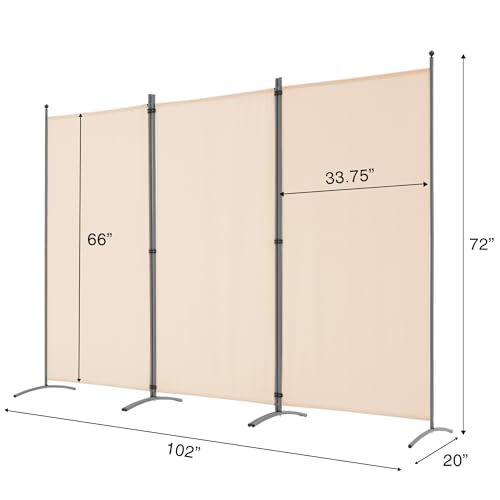 3 Panel Folding Fabric Room Divider, 102" W x 71" H (Black) R846772