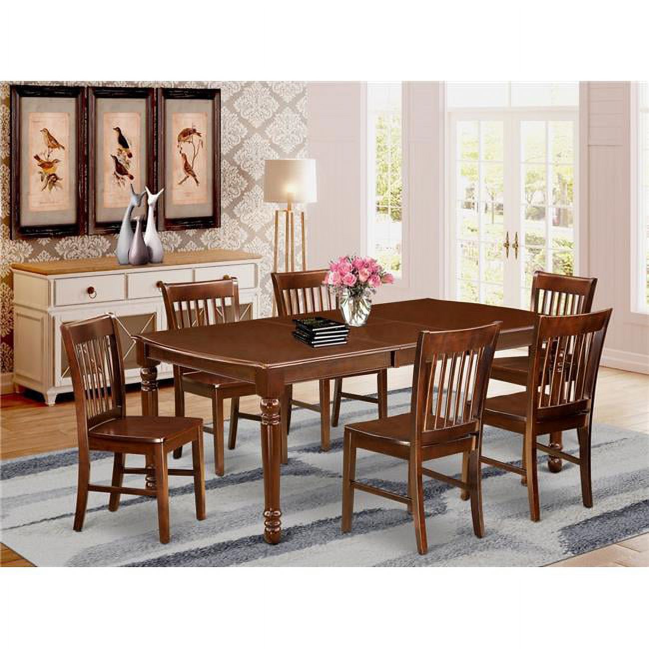 7-piece Wood Dining Table and Chairs in Mahogany M151275