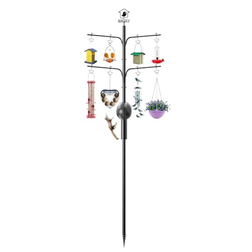 108 Inch Rust-Proof Bird Feeder Pole with Squirrel Baffle L5438