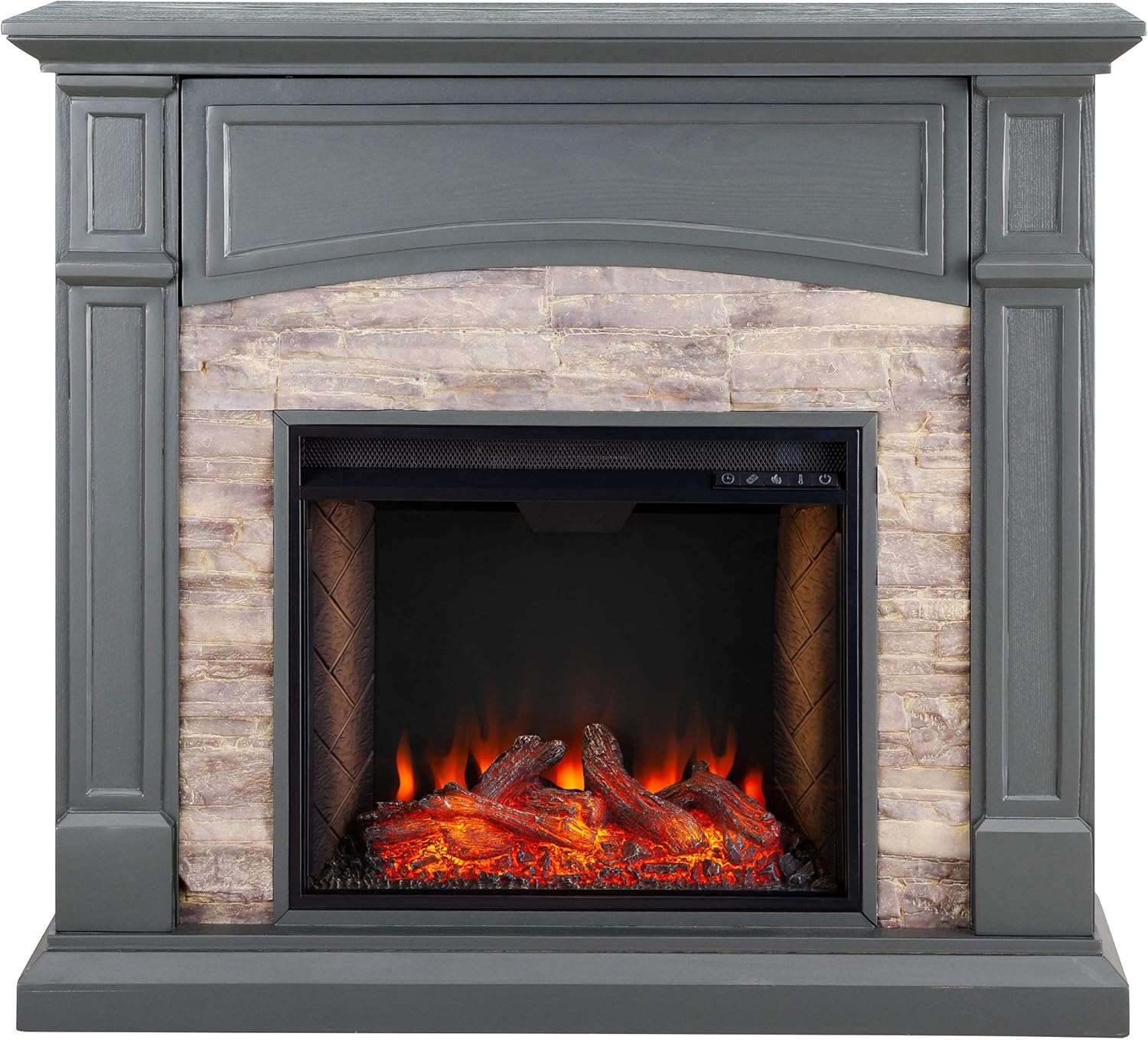 Cool Slate Gray Electric Fireplace Q986348