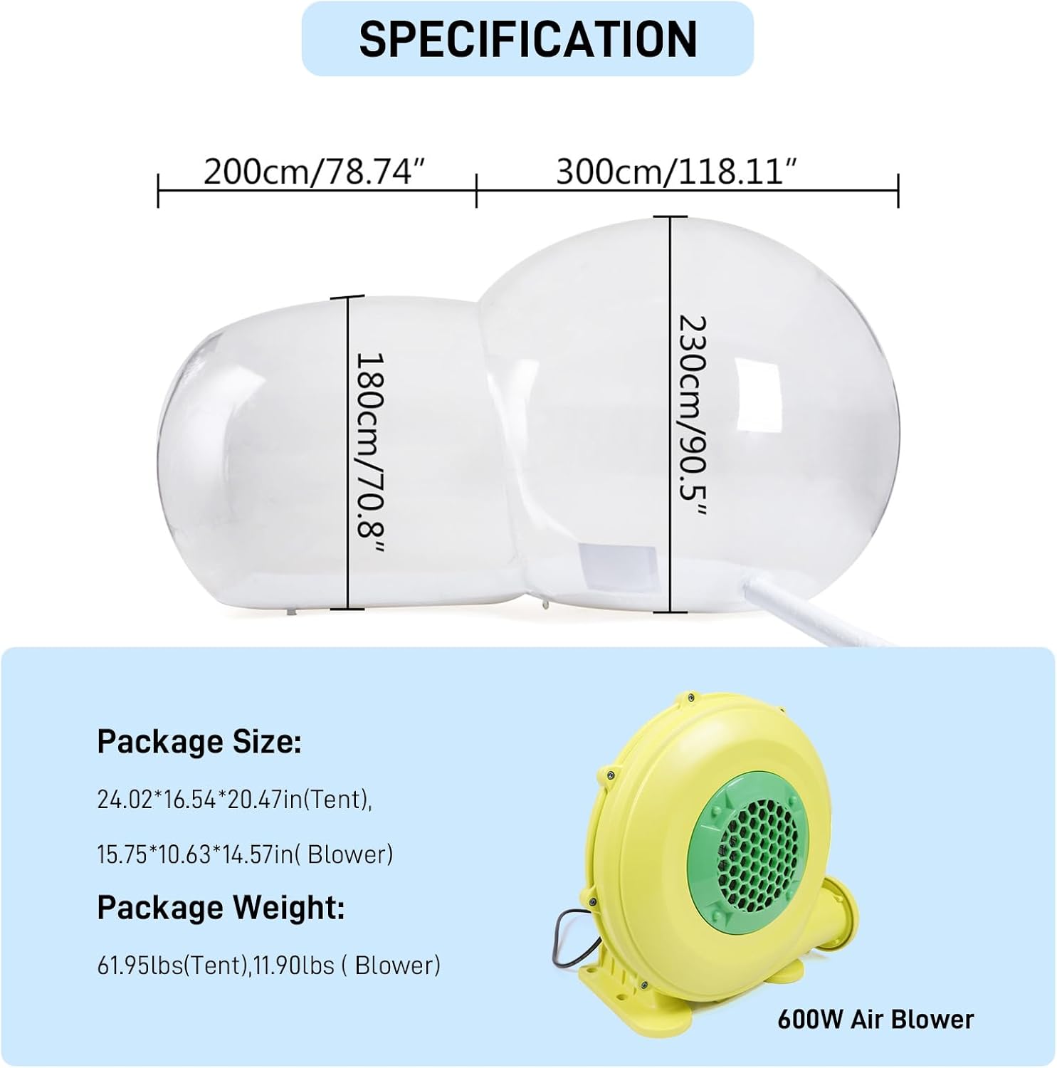 10FT PVC Inflatable Bubble Tent S7433