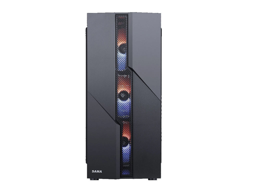 Black USB3.0 Steel Tempered Glass ATX Mid Tower Computer Case with Tempered Glass Panel and 4 x 120mm Fans X18347