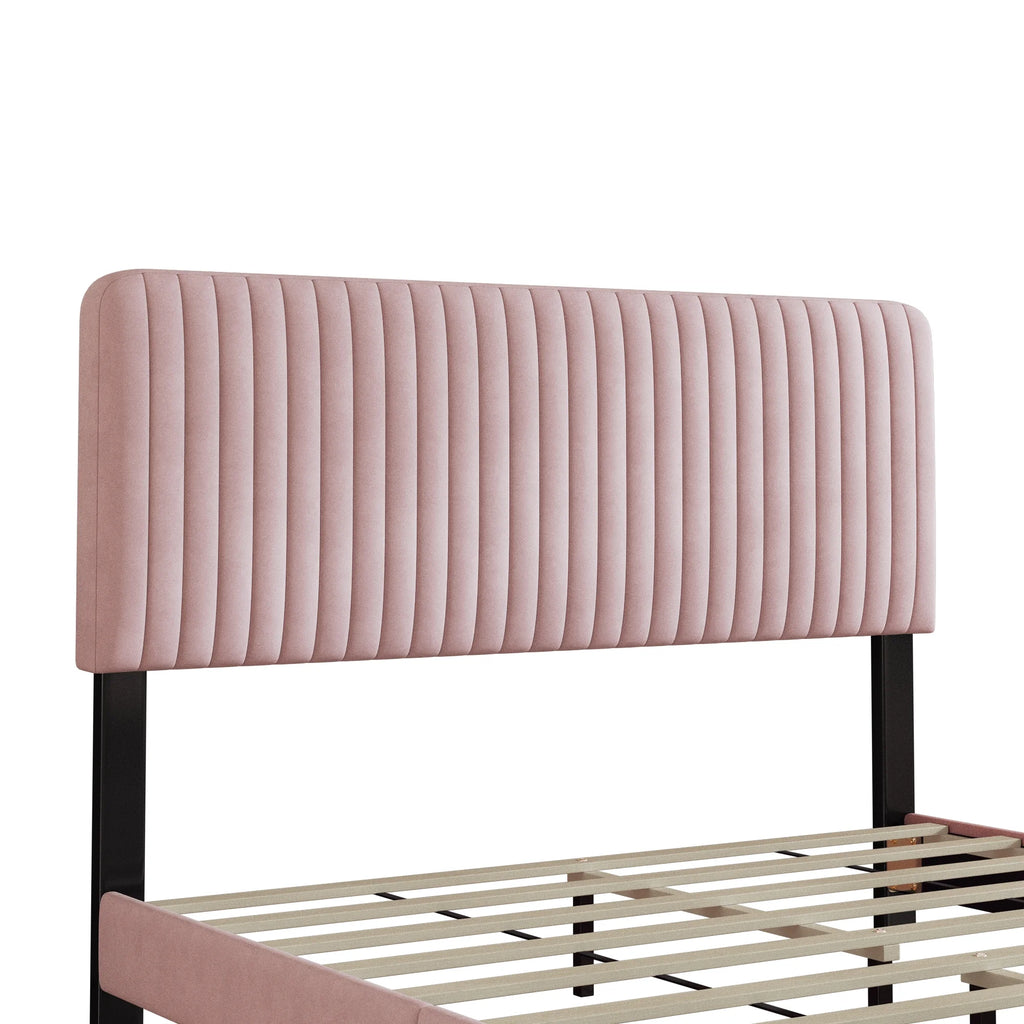 Pink Velvet Upholstered Platform Bed G865908