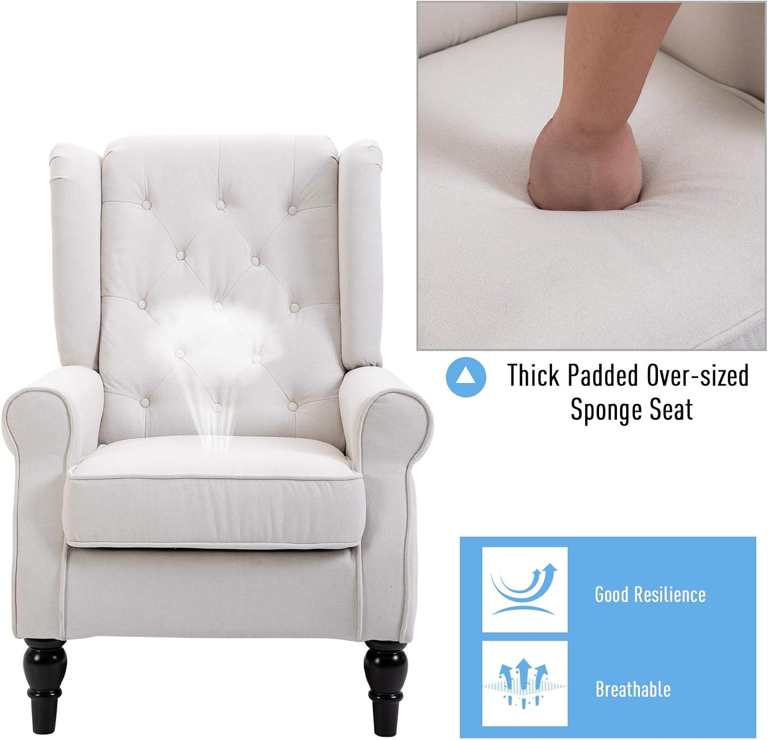 Cream White Button-Tufted Accent Chair Set of 2 I539924