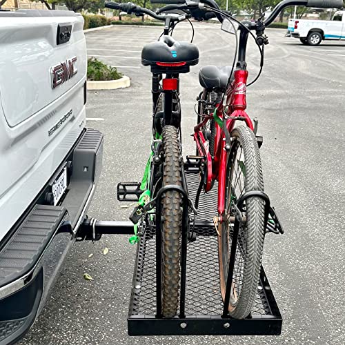 60 inch x 20 inch 500 lb. Capacity 2 in 1 Hitch Mount Cargo Carrier Rack and 2 Bike Rack Z980378