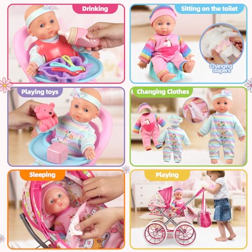 24 PCS Baby Doll Stroller Set with Doll Clothes U647