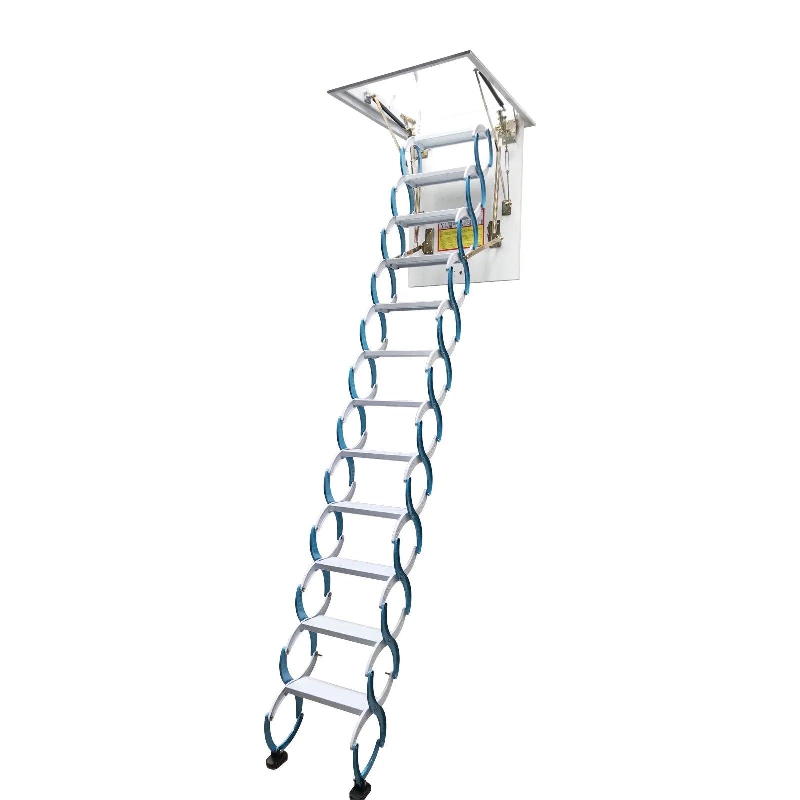 Blue-White Carbon Steel Attic Extension Ladder 9.8ft V66626