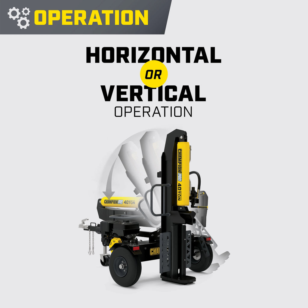 40-Ton Horizontal/Vertical Full Beam Gas Log Splitter with Auto Return A421