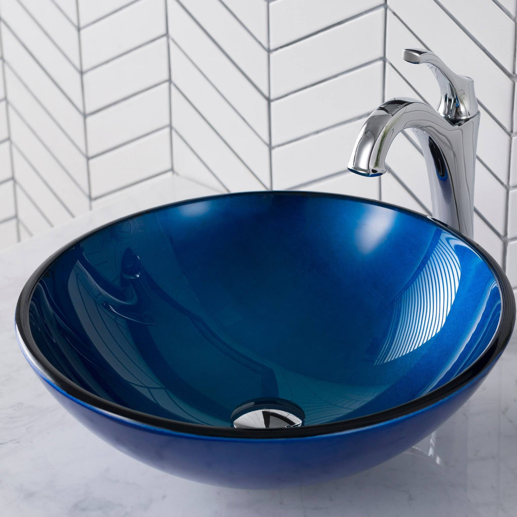 Blue Glass Vessel Sink Y9565