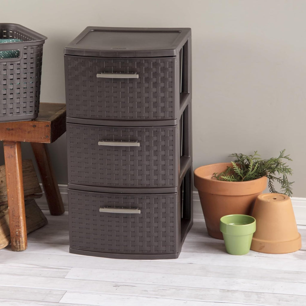 Espresso 3-Drawer Weave Tower U987