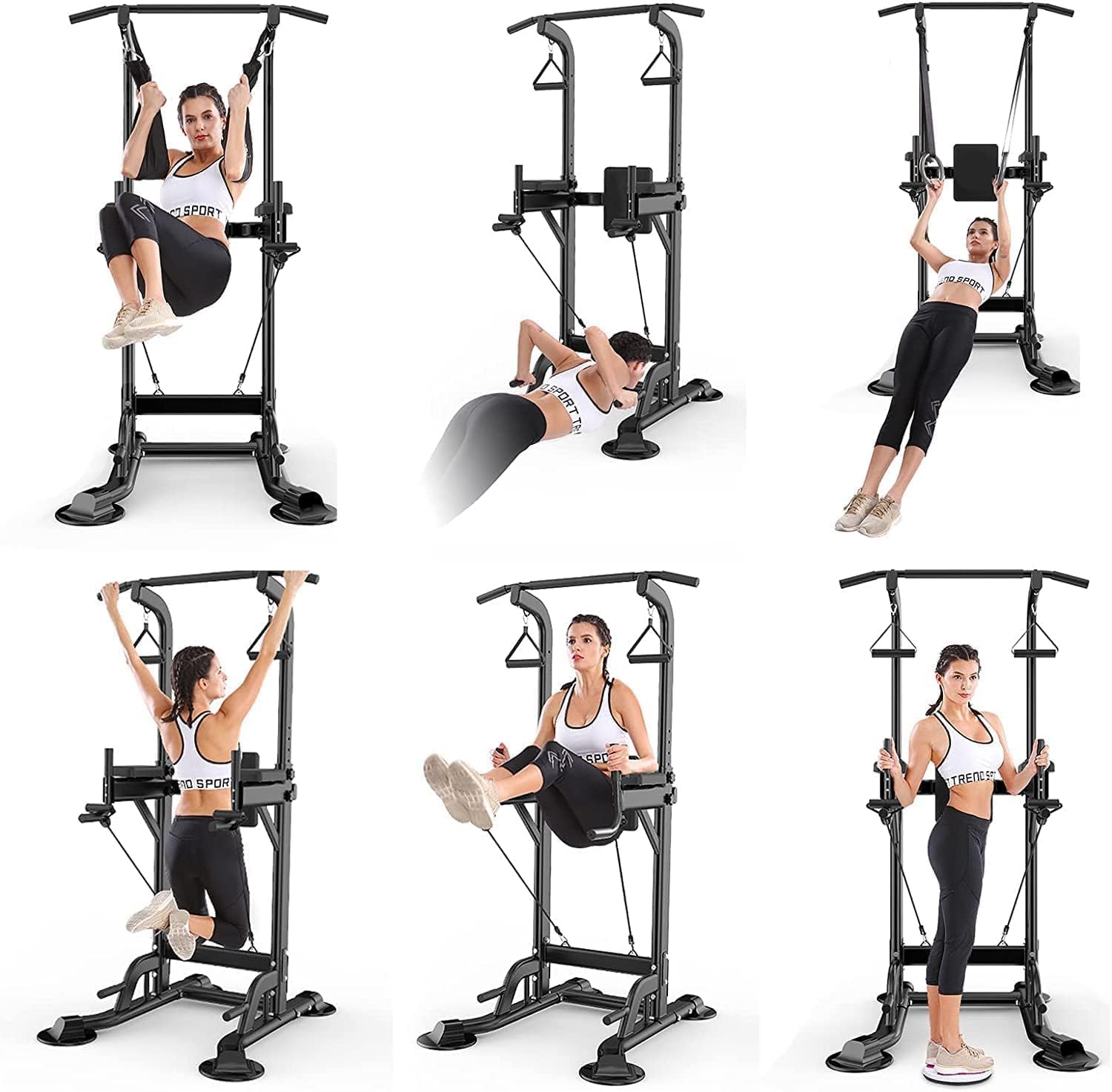 Adjustable Height Pull Up Bar Dip Station Strength Training Equipment 330LBS K592