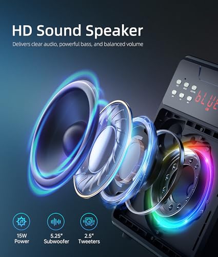 Portable Bluetooth Karaoke Machine with 2 Microphones and LED Lights G911793