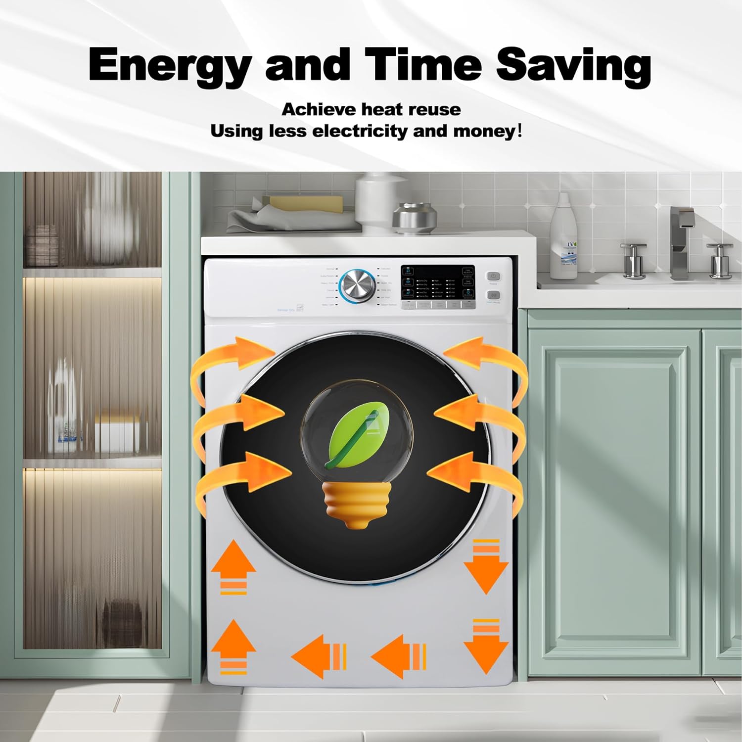 Stackable Washer And Dryer Combo, 4.5 Cu. Ft Front Load Washing Machine + 8.0 Cu.Ft Clothes Dryer A3983