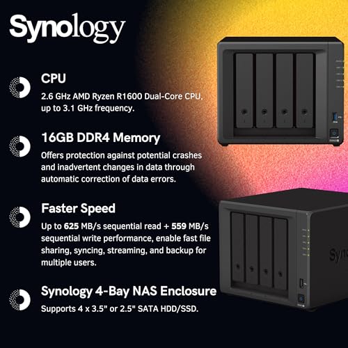 4-Bay NAS Enclosure Server, AMD Ryzen R1600 Dual-Core 3.1 GHz, 16GB DDR4 RAM Z4926