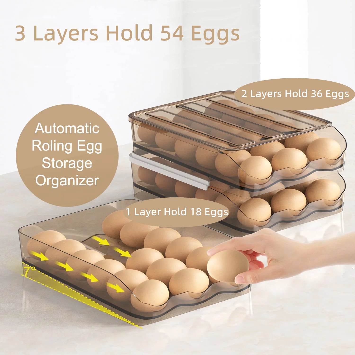 Crystal Gray Plastic Egg Storage Container (3 Layers) N113458