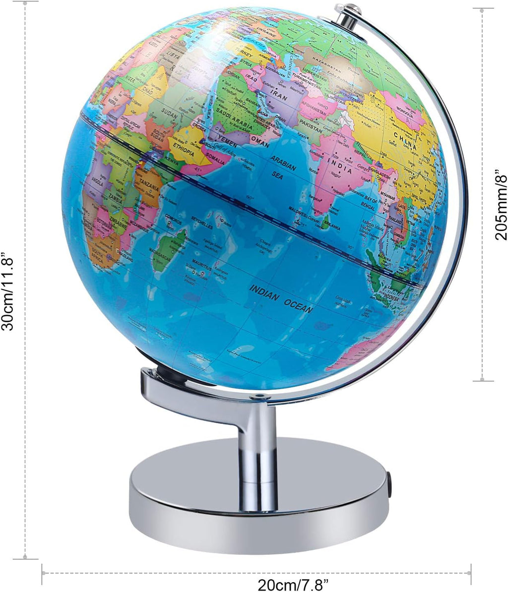8 Inch Illuminated Educational World Globe with Stand Q621