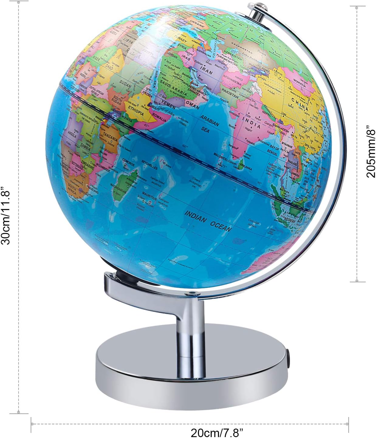 8 Inch Illuminated Educational World Globe with Stand Q621