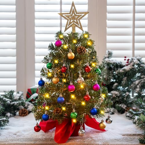 24" Mini Christmas Tree Tabletop Set with Clear LED Lights Z587393