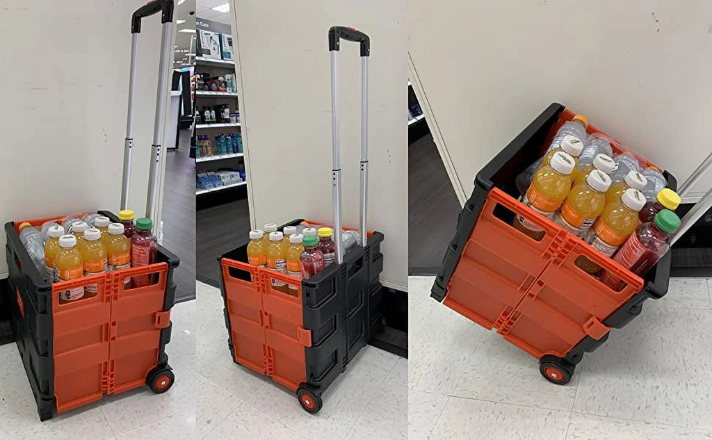 Red Folding Shopping Cart with Wheels Z429