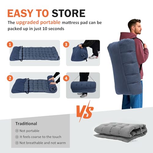 Camping Cot with Cushion Portable Folding Bed (Gray) C110