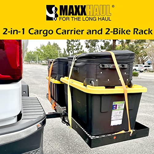 60 inch x 20 inch 500 lb. Capacity 2 in 1 Hitch Mount Cargo Carrier Rack and 2 Bike Rack Z980378