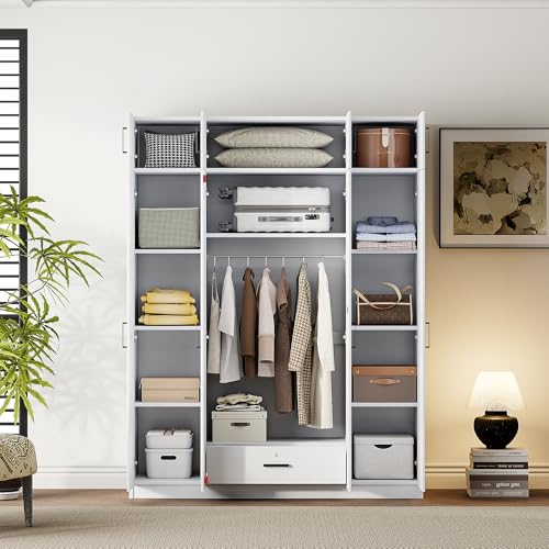 Wood Clothes Storage Cabinet with Sliding Door and 2 Drawers C374