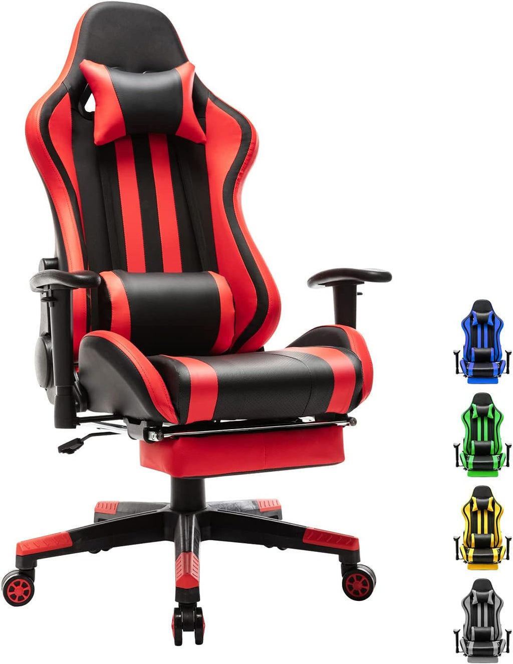 Gaming Chair with Footrest, Ergonomic Office Chair, Black/Red O2494