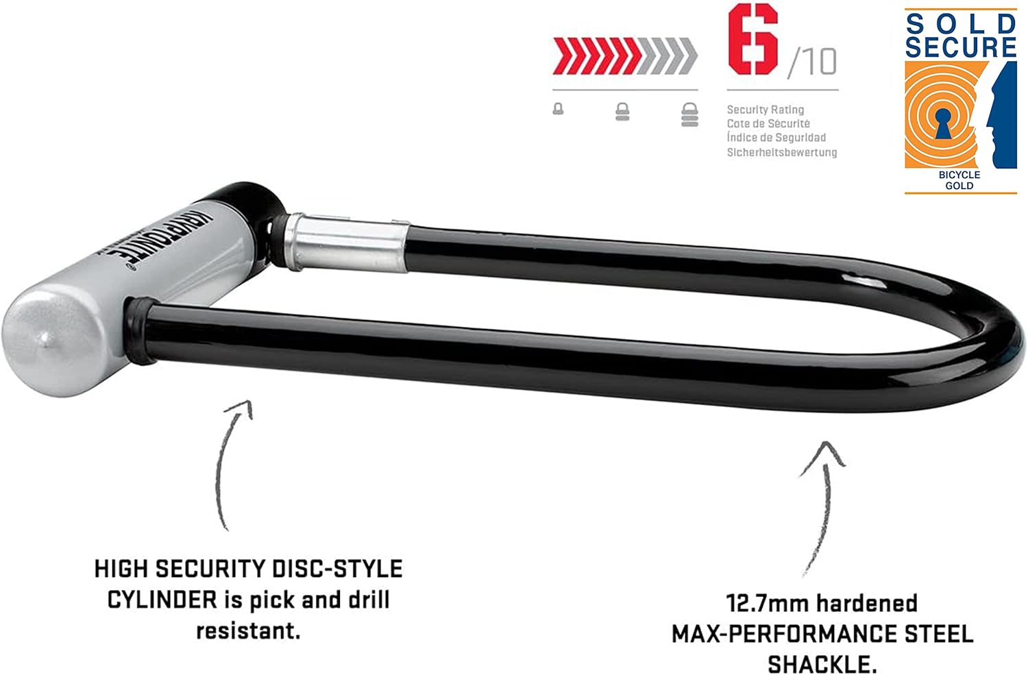 Black Heavy Duty Bike U-Lock with Mounting Bracket and Keys G639202